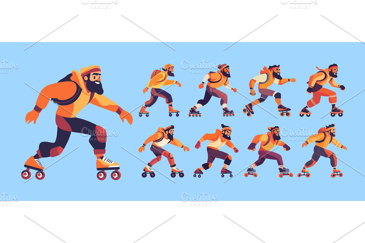 Cartoon roller man. Derby male, a Sport Illustration by Stock-Smart-Start