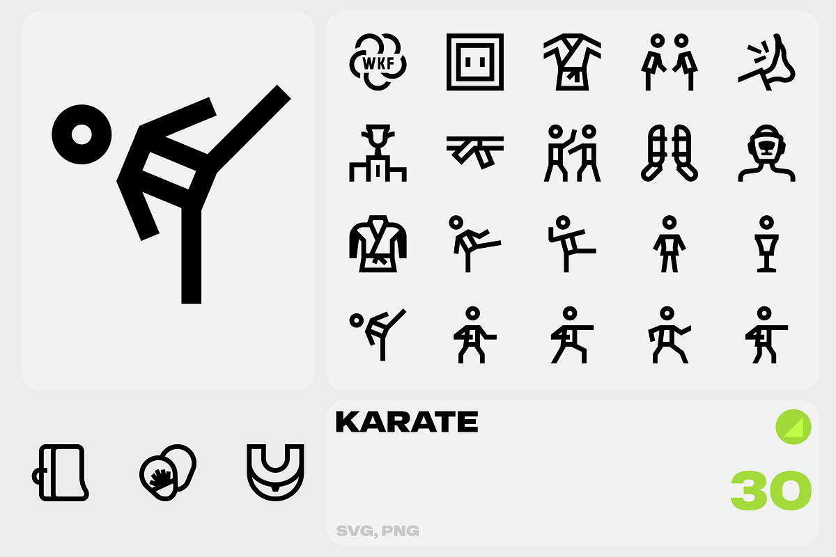 Basicons / Line / Karate Icons, an Outline Icon by Danil Polshin (Photo 1 of 2)