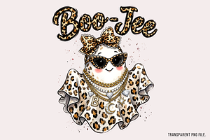 Boo Jee Leopard Print Ghost PNG