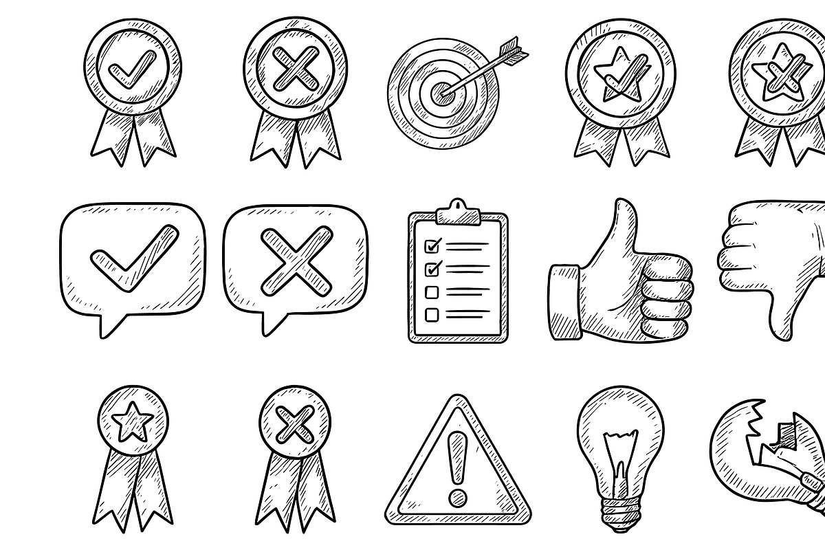 Evaluation and Idea Icon Set, an Object Graphic by nikagraphic