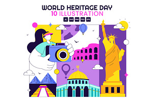 10 World Heritage Day Illustration, an Object Illustration by denayunebgt