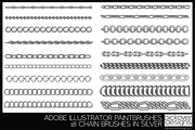 18 Vector Chain Brushes Illustrator, a Brush Add-On by Pickover Designs (Thumbnail 2 of 6)