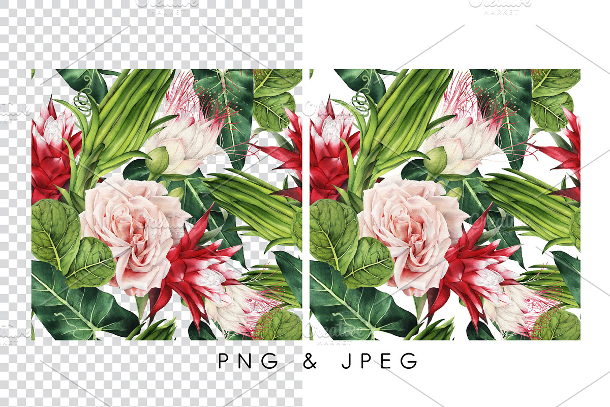 Seamless tropical patterns, a Pattern Graphic by ollalya (Photo 2 of 17)