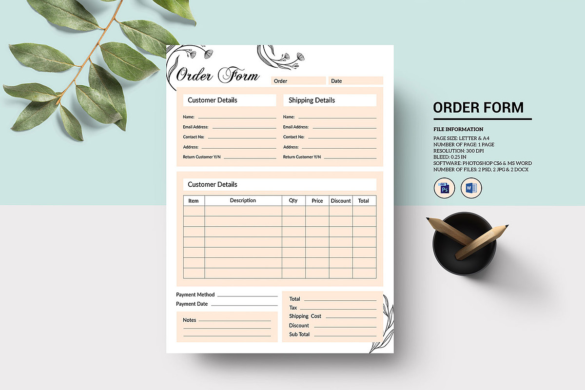 Order Form Template, a Stationery Template by Template Shop