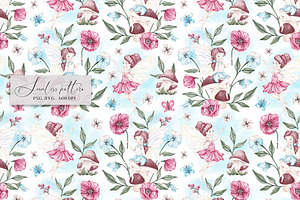 Watercolor Fairy Floral Pattern