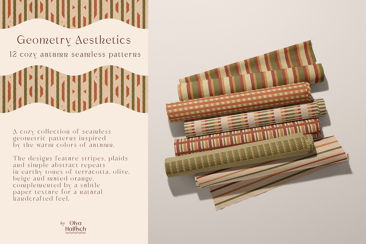Cozy Geometric Seamless Patterns Set, a Pattern Graphic by Olya Haifisch (Photo 2 of 7)