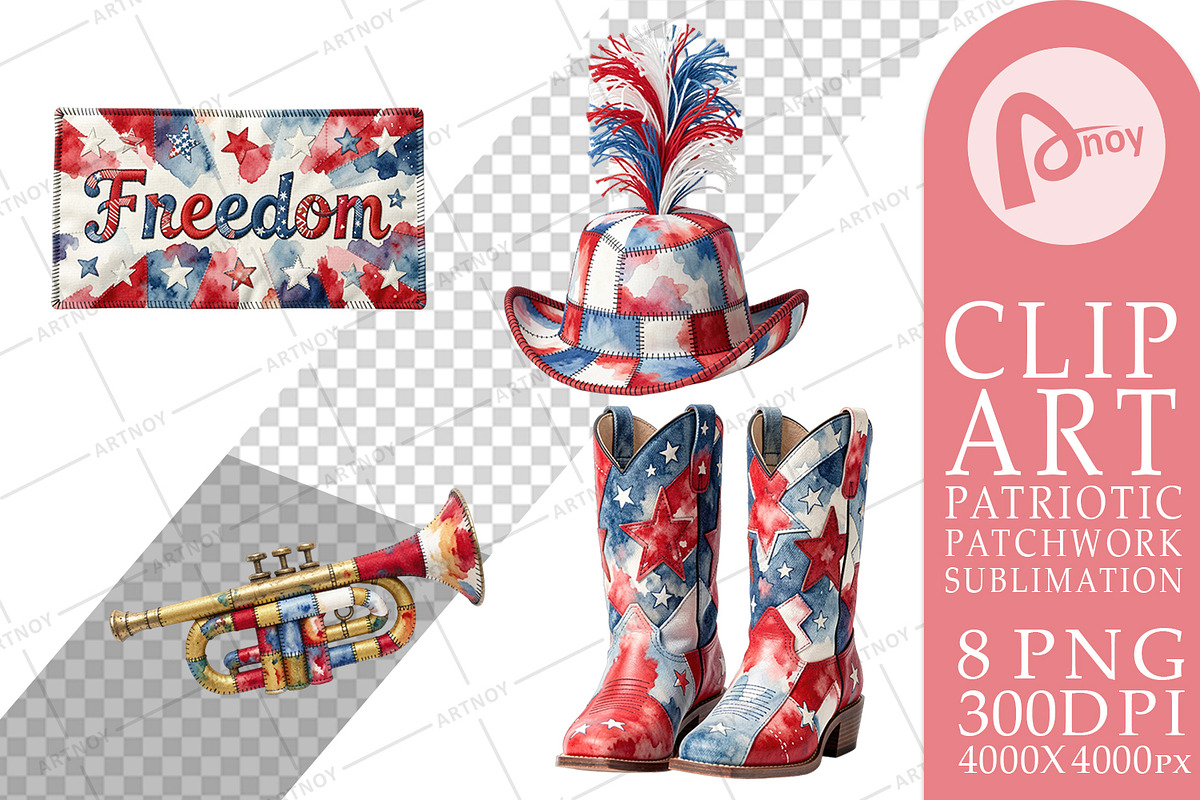 Patriotic Patchwork Sublimation, a Seasonal Illustration by Artnoy (Photo 11 of 18)