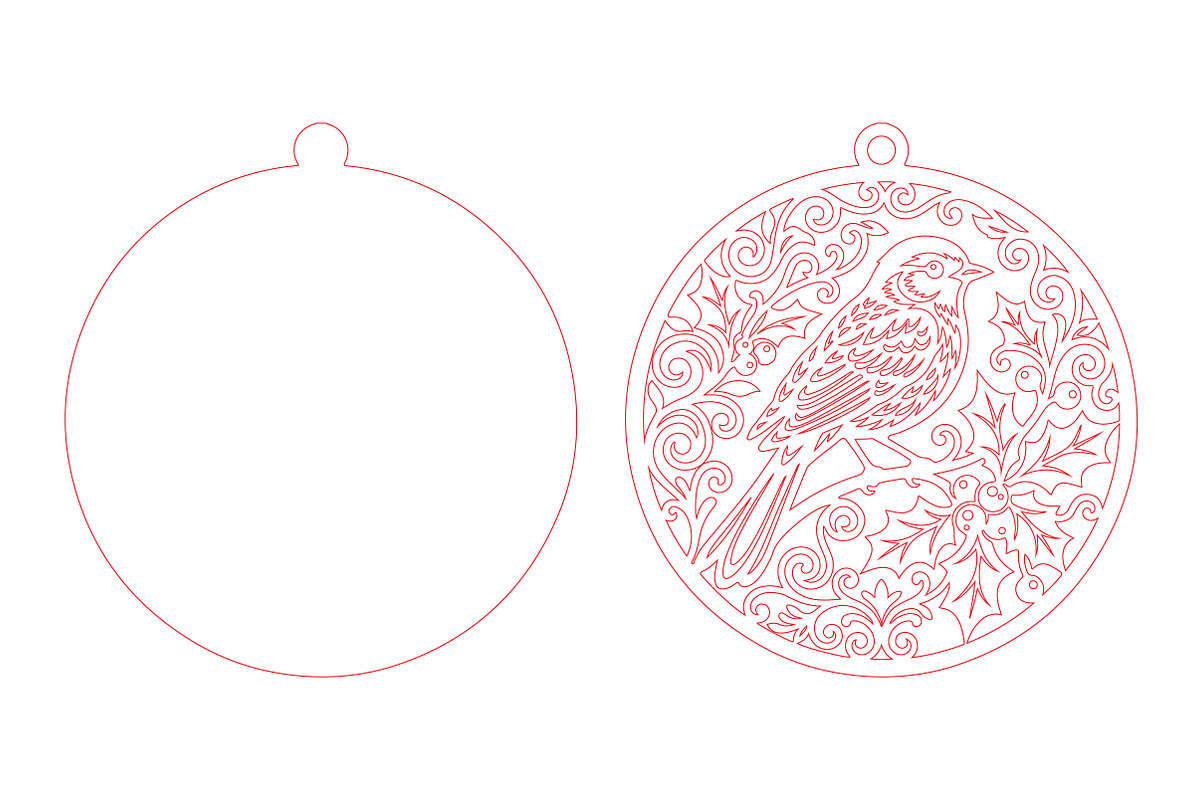 Bird Floral Ornament Laser Cut, a Seasonal Illustration by CraftArtStudio (Photo 3 of 3)