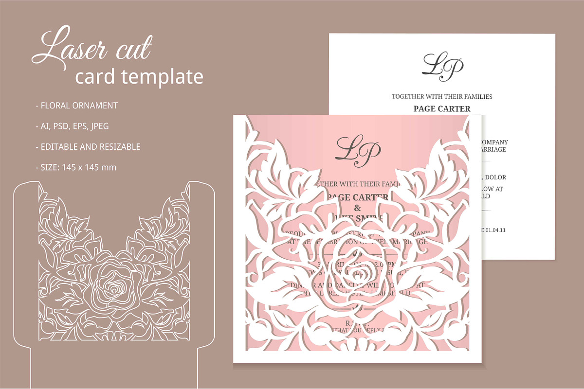 Laser cut invitation template, a Card Template by MARIA KOLYADINA (Photo 1 of 2)