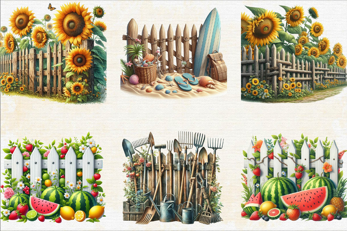 Summer Wooden Fence Sublimation Clip, an Illustration by SVGArt (Photo 2 of 8)