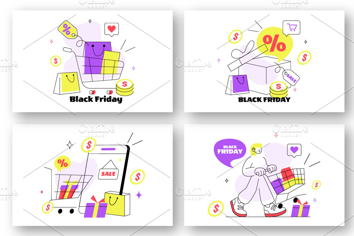 6 Black Friday Illustration, a Finance Illustration by denayunebgt (Photo 2 of 3)