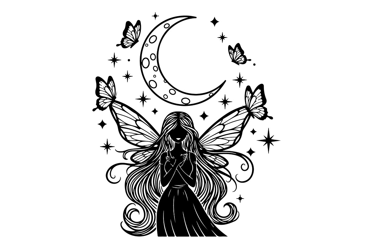 Fairy Moon Butterfly Silhouette, an Object Illustration by Gaye Art (Photo 31 of 31)