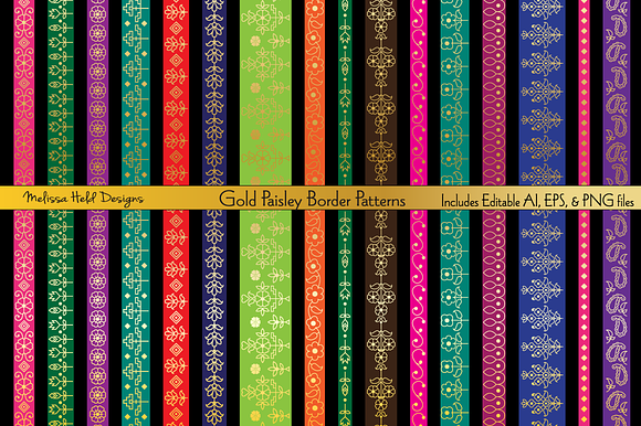 Gold Paisley Border Patterns preview 4