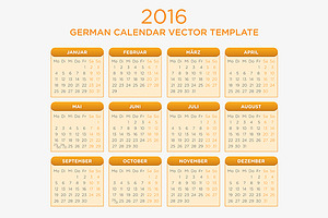 German Calendar Vector 2016