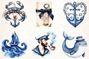 Watercolor Blue Nautical Clipart, an Illustration by Libby Wishes (Thumbnail 2 of 6)