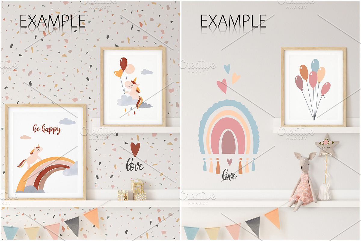 Kids Frames & Wall Mockup Bundle - 6, a Print Template by Yuri-U (Photo 18 of 28)