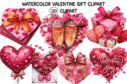Watercolor Valentine Gift Clipart, an Illustration by Creative Art (Thumbnail 1 of 9)