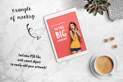 iPad with coffee + PSD 24-0005, an iPad Mockup by Garlic Friday Design (Thumbnail 3 of 5)