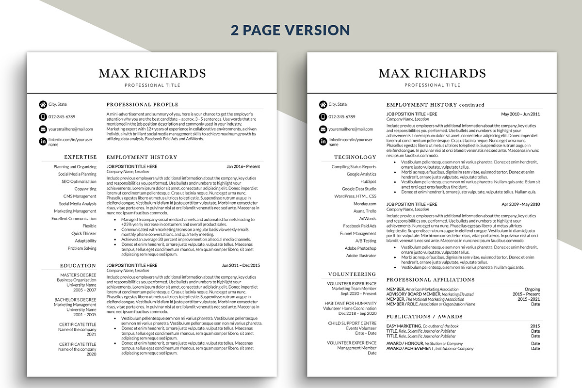 Modern Two Column Resume Template, a Resume Template by BestResumes.Co