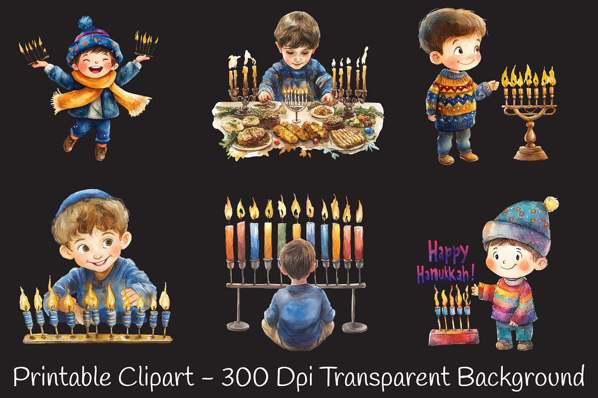 Menorah Boy, Hanukkah Art, Jewish, an Illustration by RobertsArt (Photo 4 of 7)