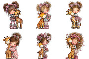 Whimsical Girl Hugging Giraffe PNG, an Illustration by CraftArtStudio (Thumbnail 4 of 6)
