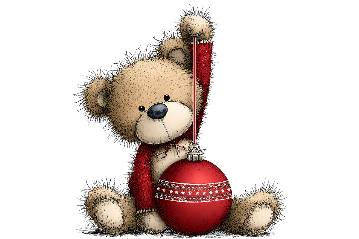 Christmas Teddy Bear Clipart, an Illustration by Craft Nest (Photo 8 of 11)