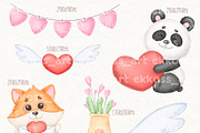 Valentines Day Watercolor Clipart, an Animal Illustration by ekossa_art (Thumbnail 3 of 7)