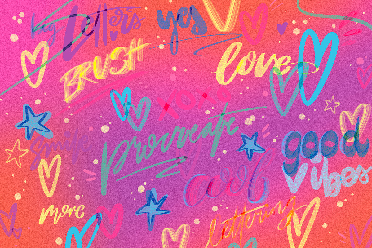 14 procreate riso lettering brushes, a Brush Add-On by laura.design (Photo 8 of 8)