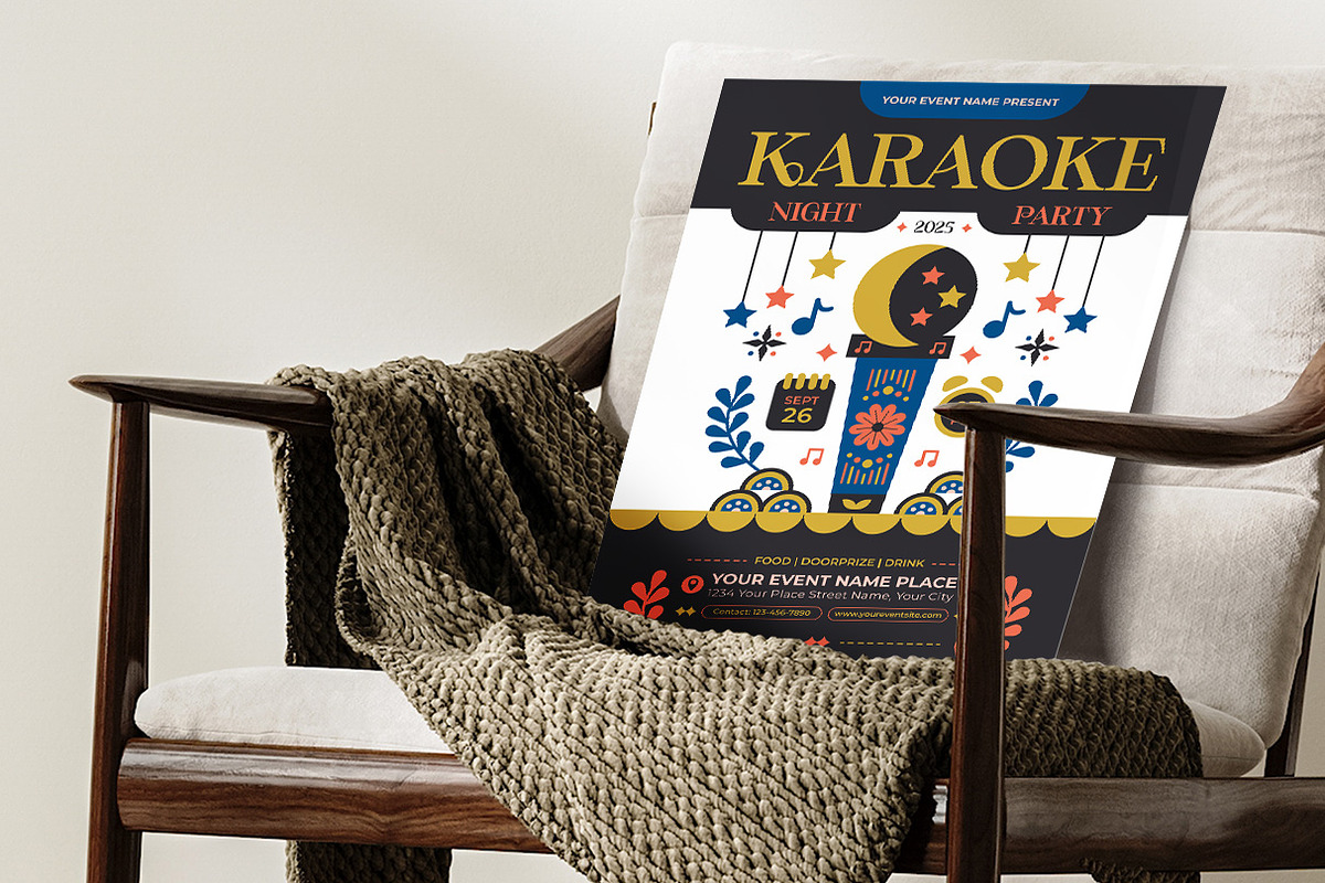 Folk Art Karaoke Flyer Template, a Flyer Template by Hole Hope Design (Photo 5 of 5)