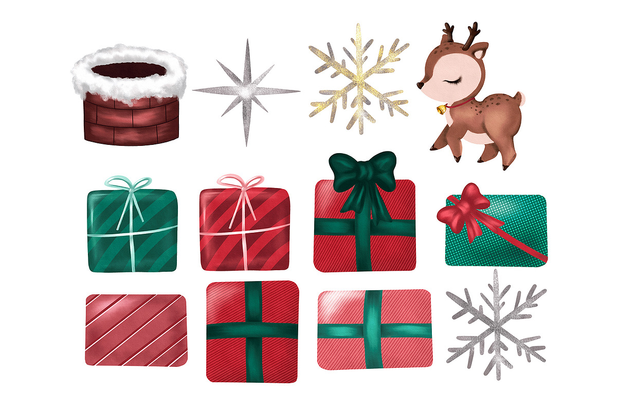 Cute Christmas Clipart Set, an Illustration by HabitusDesigns (Photo 5 of 7)