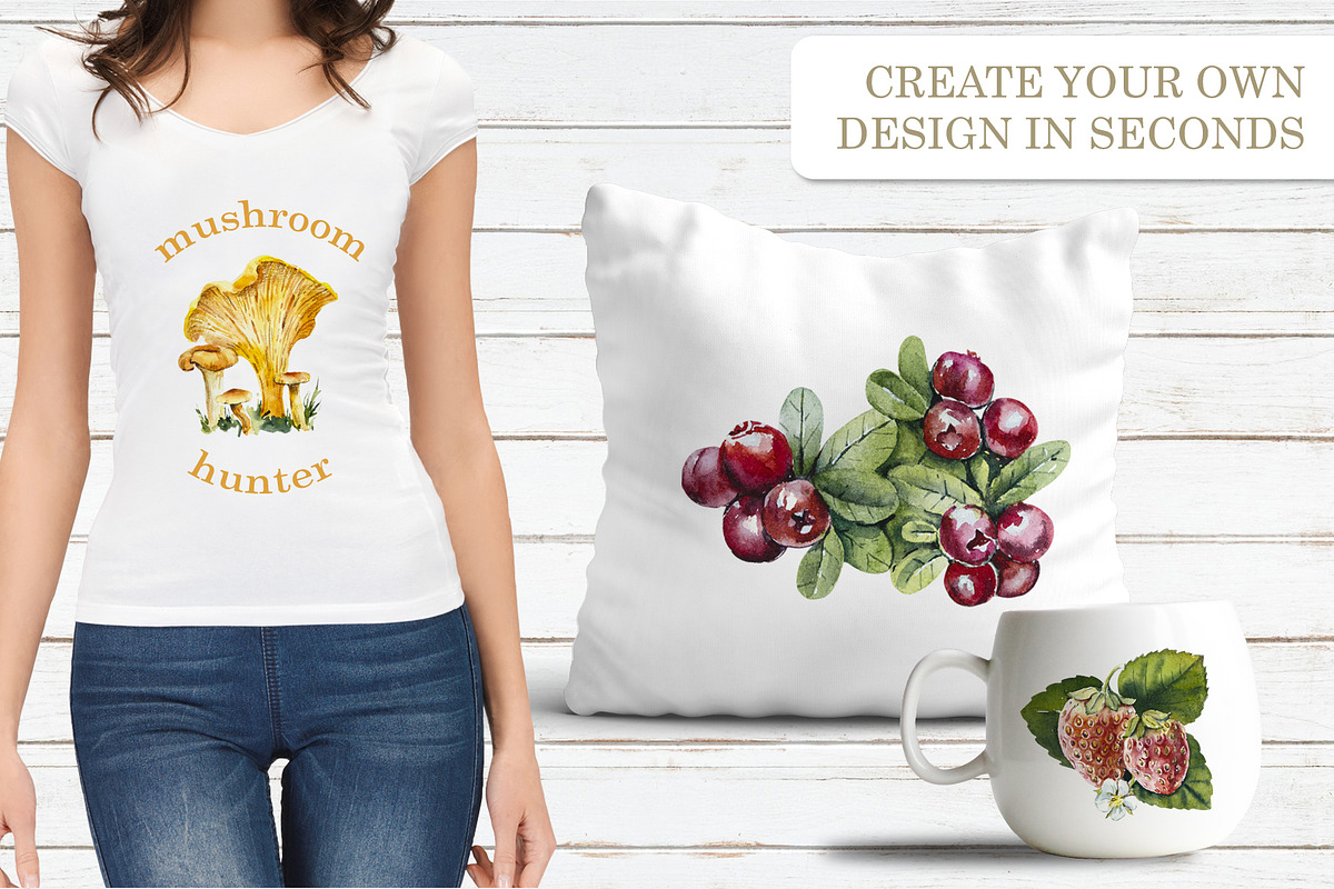 Berries & Mushrooms Clipart, an Illustration by Budogoshch (Photo 6 of 7)