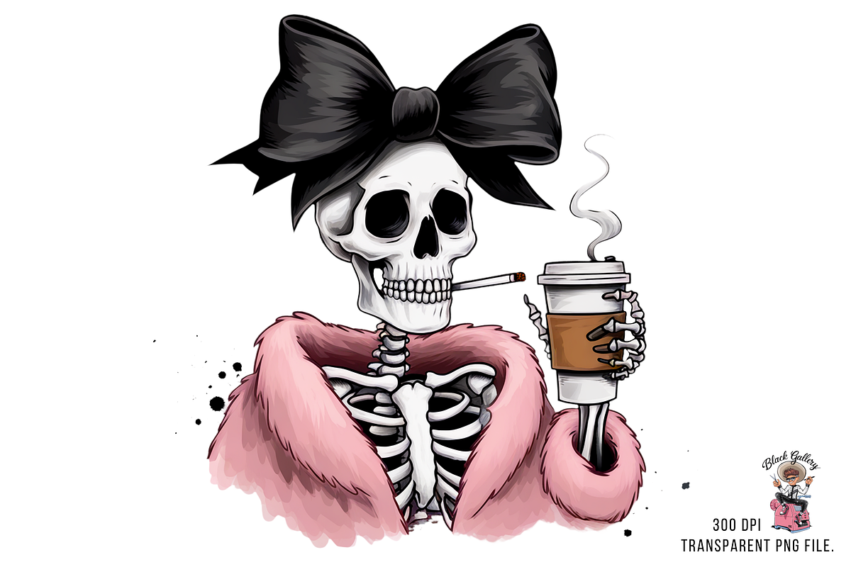 Skeleton PNG with Pink Bow Bundle, a Graphic by Clipart Studio (Photo 5 of 12)
