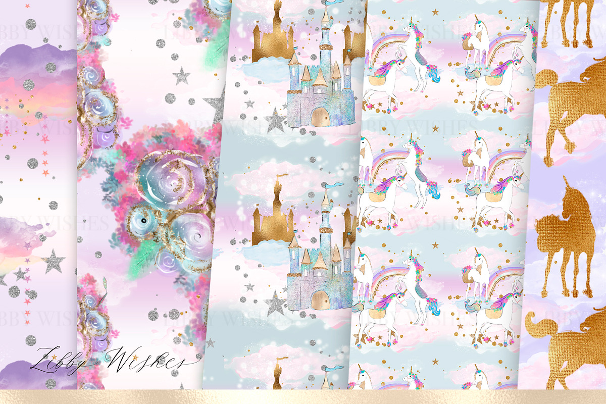 Digital seamless patterns- Unicorns, a Pattern Graphic by Libby Wishes (Photo 3 of 3)