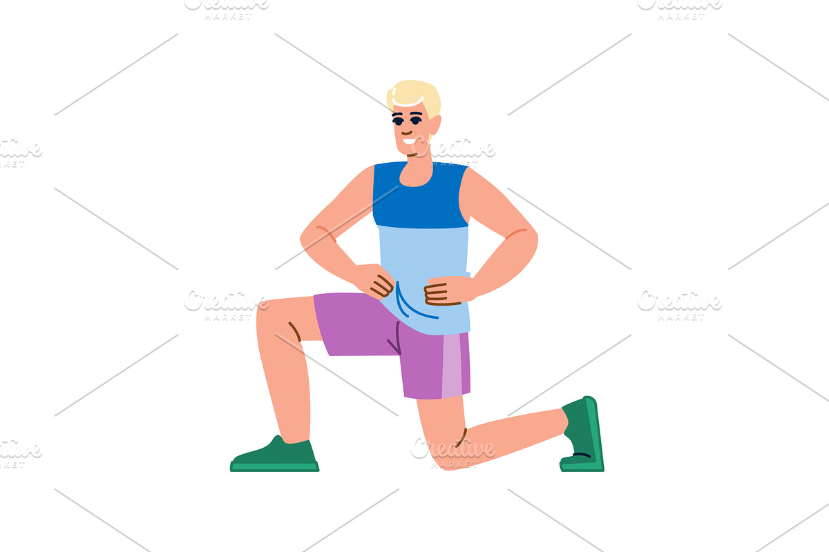 Smiling sportsman doing lunges, a Sport Illustration by pikepicture