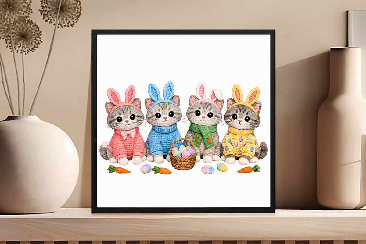 Crochet Easter Kittens png, an Illustration by DreamCafeArt (Photo 3 of 6)