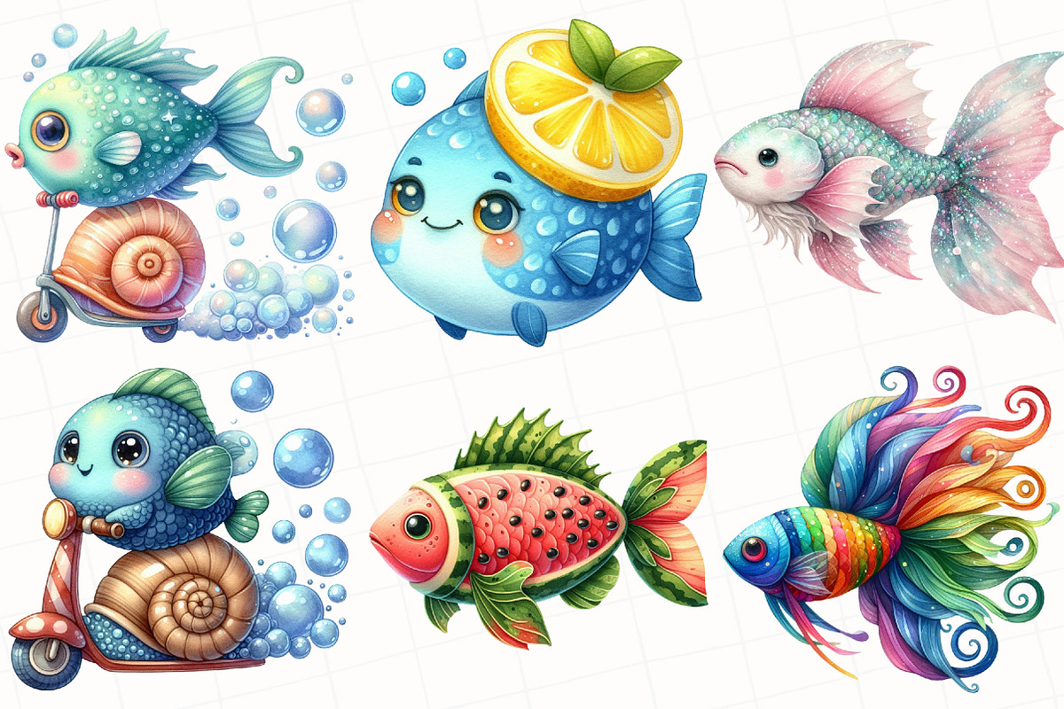 Quirky Summer Fishes Clipart, an Illustration by OK Design (Photo 5 of 5)