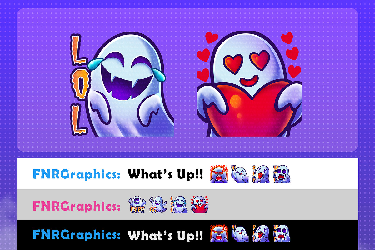 Cute Spooky Ghost Twitch Emotes, an Illustration by FNR Graphics (Photo 5 of 5)