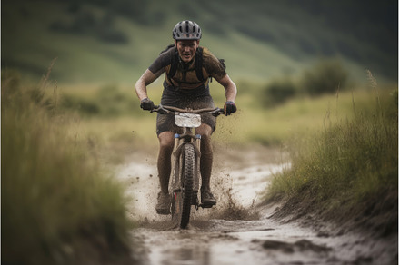Mountain biker. Generate Ai, a Sports & Recreation Photo by Ylivdesign