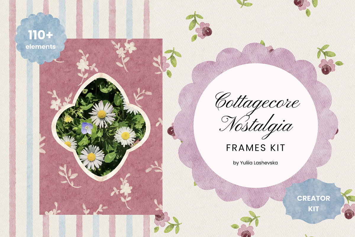 Cottagecore Nostalgia Frames Kit, a Background Graphic by Yuliia Lashevska (Photo 1 of 11)