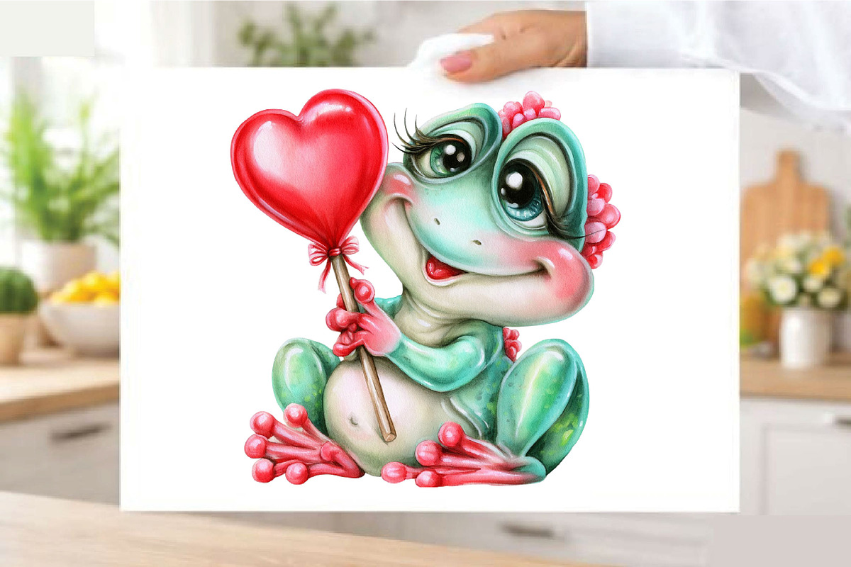 Valentine Frog Clipart PNG Bundle, a Seasonal Illustration by SVGArt (Photo 4 of 5)