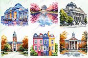 Watercolor Washington Scenes Clipart, an Illustration by Creative Art (Thumbnail 5 of 9)