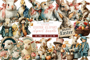 Vintage Easter Clipart, an Illustration by DreamArtGraphic