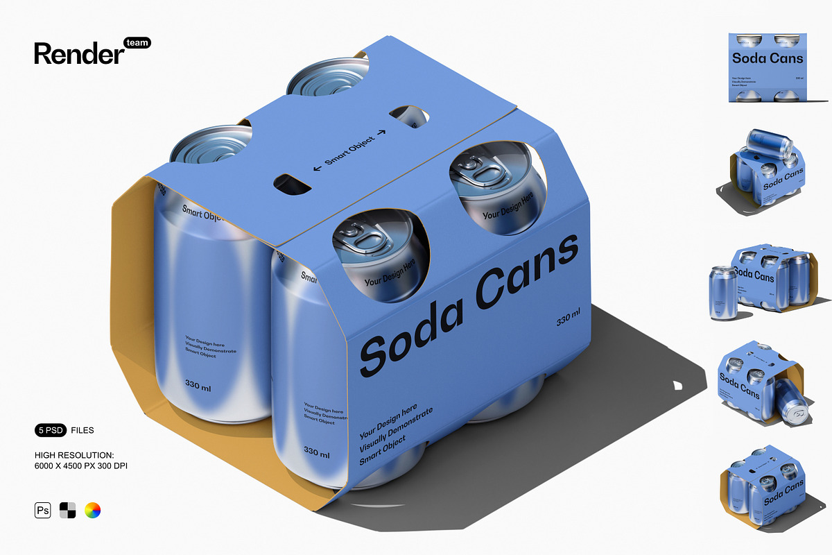 Soda / Beer Packaging Mockup, a Packaging Mockup by Renderteam (Photo 1 of 12)