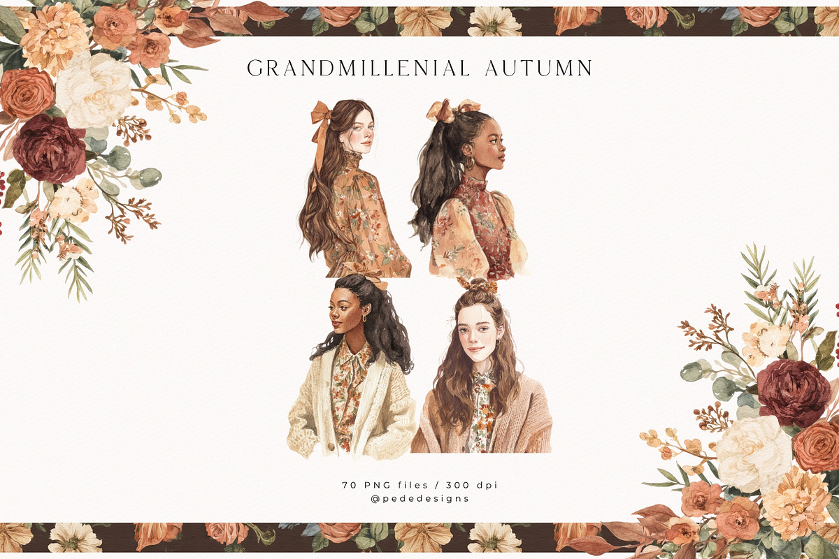 Grandmillenial Autumn Collection, a Seasonal Illustration by PeDe Designs (Photo 8 of 33)