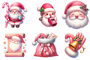 Pink Trendy Christmas Santa Png Bund, an Illustration by Watercolor design (Thumbnail 2 of 4)
