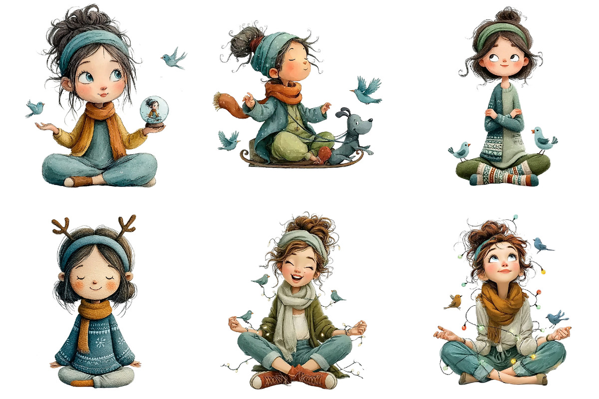 Quirky Girl Clipart Christmas, an Illustration by DreamArtGraphic (Photo 2 of 5)
