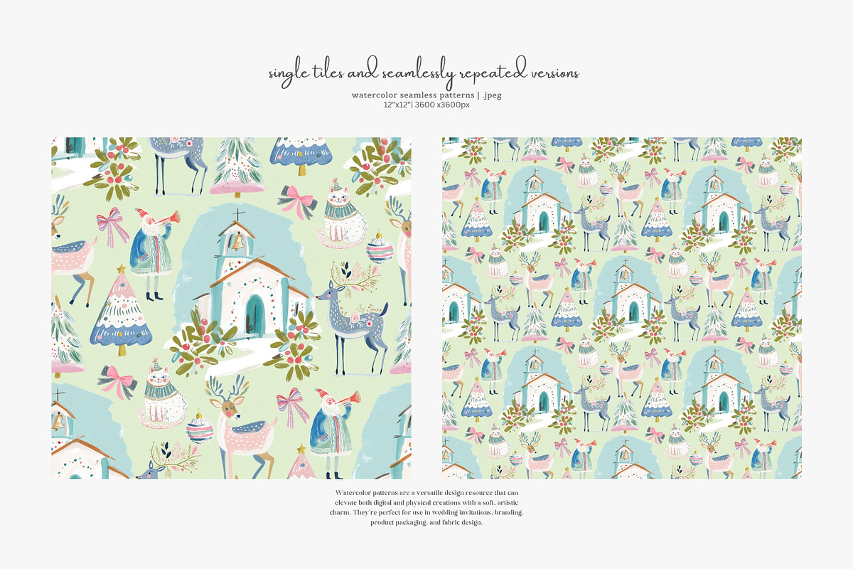 pastel Christmas seamless patterns, a Pattern Graphic by Patishop Art (Photo 6 of 10)