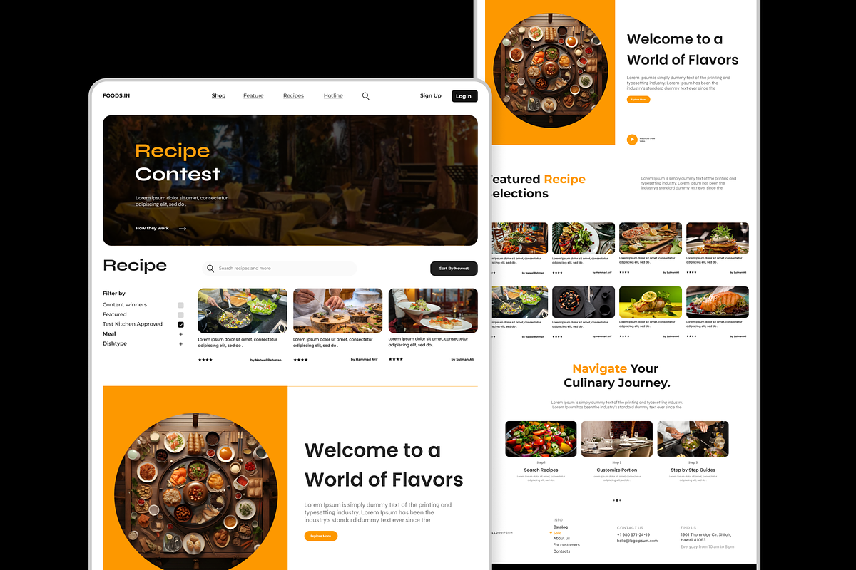 Recepie - Restaurant Website Landing, an UI Kit Template by Hammad Arif
