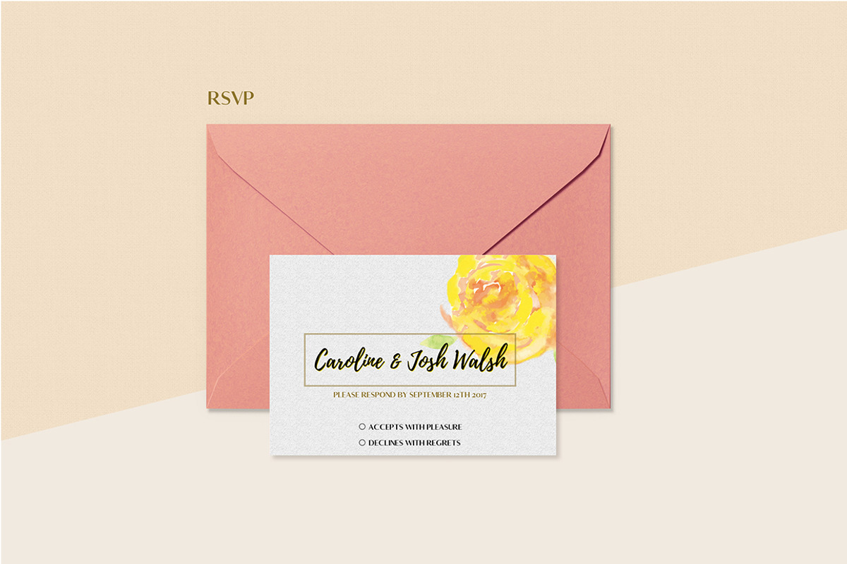 Floral Wedding Invitation Set, an Invitation Template by land art (Photo 11 of 24)