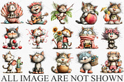 Whimsical Summer Cats Clipart Bundle, an Illustration by Canvas Craft (Thumbnail 4 of 7)